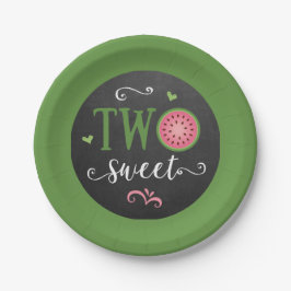 Plato De Papel Two Sweet Watermelon 2nd Birthday Paper Plate