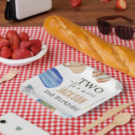 Plato De Papel Two The Moon | Modern Space 2nd Birthday Décor