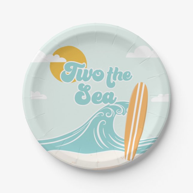 Plato De Papel Two the Sea Surfing Cumpleaños 2 (Anverso)