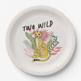 Plato De Papel Two Wild Safari Pink Cheetah Kids Birthday Party