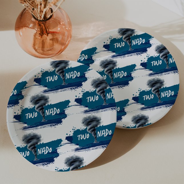 Plato De Papel Twonado Twister Tornado Blue Grunge Birthday (Twonado Twister Tornado Blue Grunge Birthday Paper Plates)