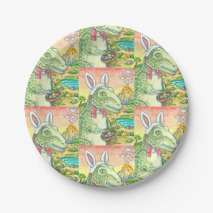 PLATO DE PAPEL TYRANNOSAURUS, CUTE T-REX, EASTER BUNNY DINO