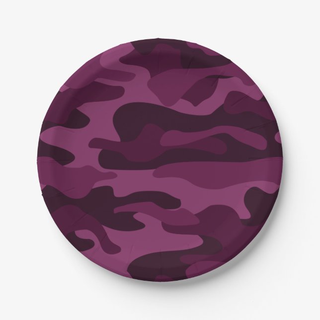 Plato De Papel Tyrian Purple Monocolor Camo (Anverso)