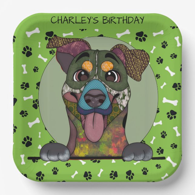 Plato De Papel Ugly face Entlebucher Mountain Dog cumpleaños (Anverso)