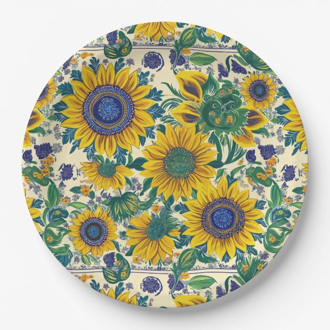 Plato De Papel Ukrainian folk art pattern (Anverso)