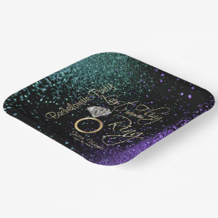 Plato De Papel Última fiesta de la soltera - Verde azulada y púrp