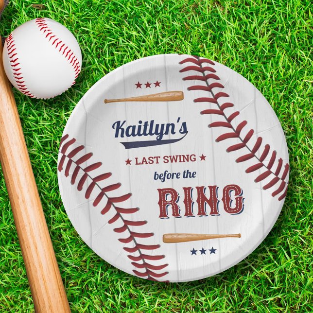 Plato De Papel ¡Última Swing Antes Del Anillo! Béisbol Bridal Sho (Subido por el creador)