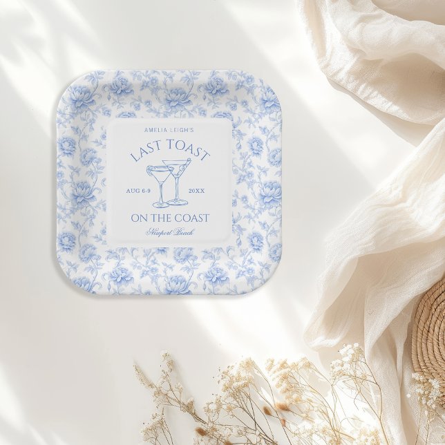 Plato De Papel Última tostada en la soltera floral costera (Subido por el creador)