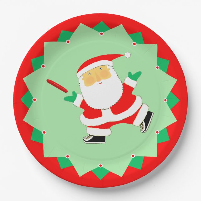 Plato De Papel Ultimate Frisbee de Navidad (Anverso)