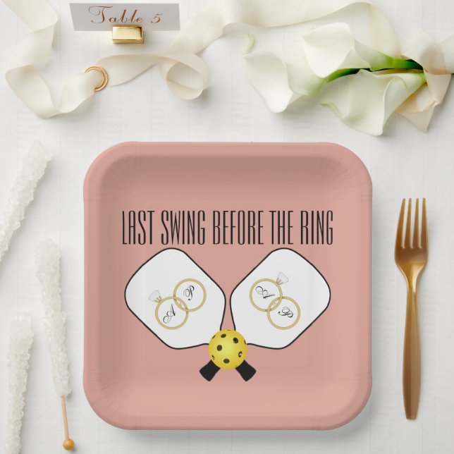 Plato De Papel Último swing antes de la boda de pickleball del an (Boda)