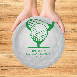 Plato De Papel Último Swing Golf Despedida de Soltera Verde