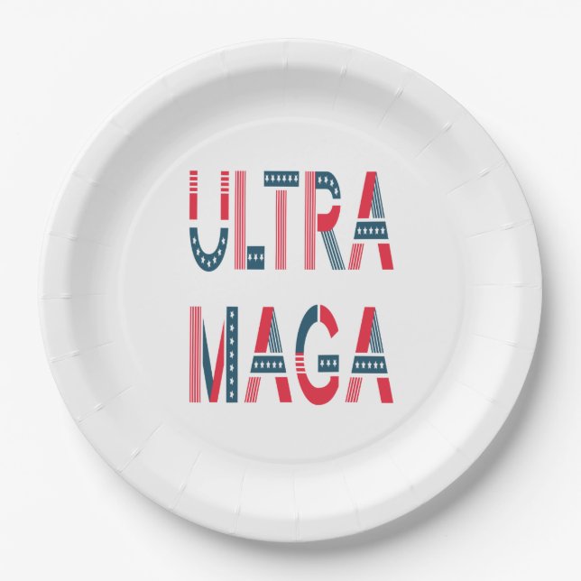 Plato De Papel Ultra MAGA Trump Patriótico Republicano Conservado (Anverso)