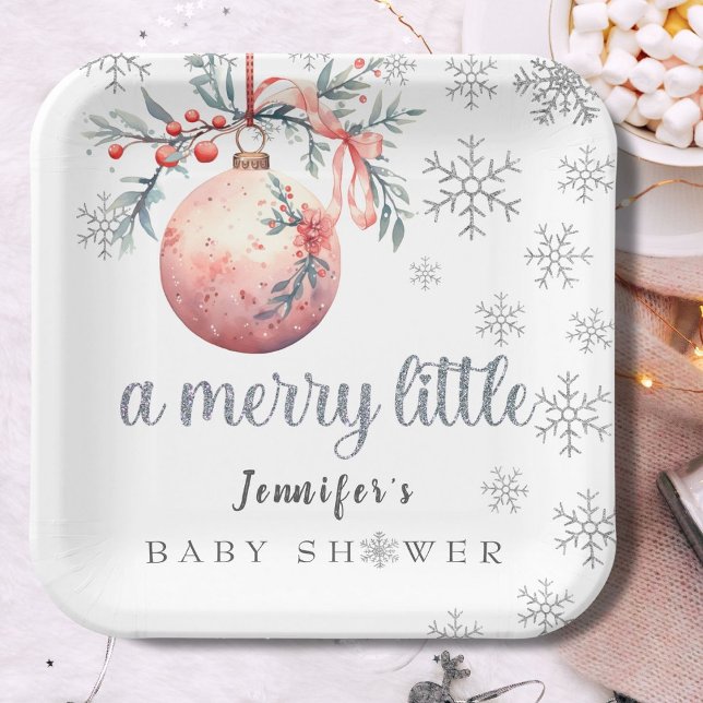 Plato De Papel Un alegre Navidad pequeño Ball Winter Baby Shower (Subido por el creador)