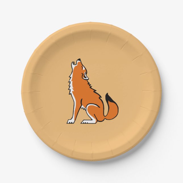 Plato De Papel ¡Un animal fiesta! Guay Red WOLF - Naranja de Cons (Anverso)