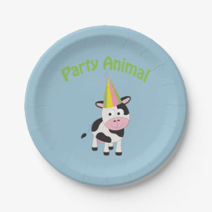 Plato De Papel ¡Un animal fiesta! Vaca