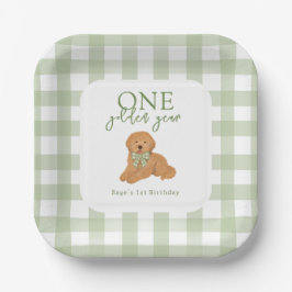 Plato De Papel Un año dorado Cumpleaños Goldendoodle