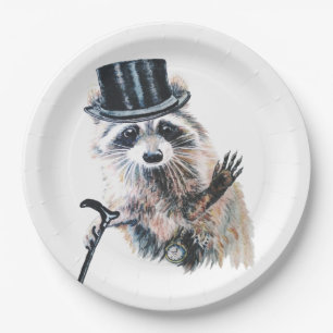 Plato De Papel Un atuendo formal divertido Raccoon Animal