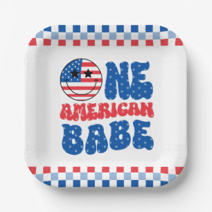 Plato De Papel Un Babe Americano 4 De Julio Primer Cumpleaños