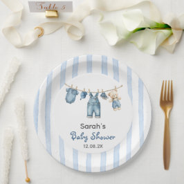 Plato De Papel Un Baby Shower Jean azul