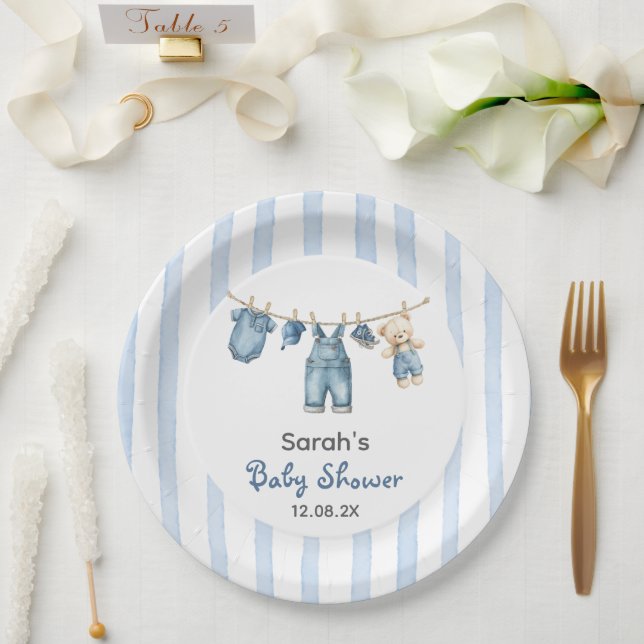 Plato De Papel Un Baby Shower Jean azul (Boda)