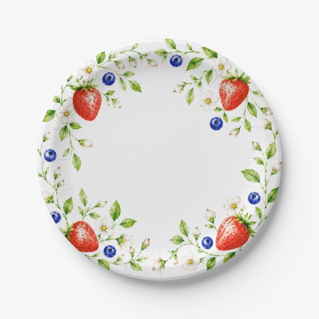 Plato De Papel Un bebé de fresa y arándano dulce (Anverso)