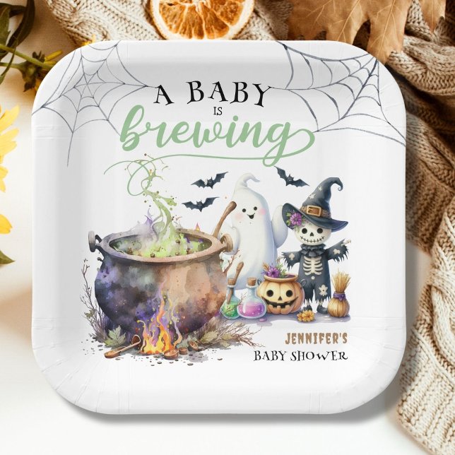Plato De Papel Un bebé está preparando Baby Shower de Halloween v (Subido por el creador)