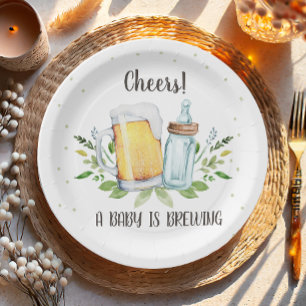 Plato De Papel Un bebé está preparando Baby Shower de hierbas par