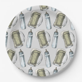 Plato De Papel Un bebé está preparando placas para botellas y pap