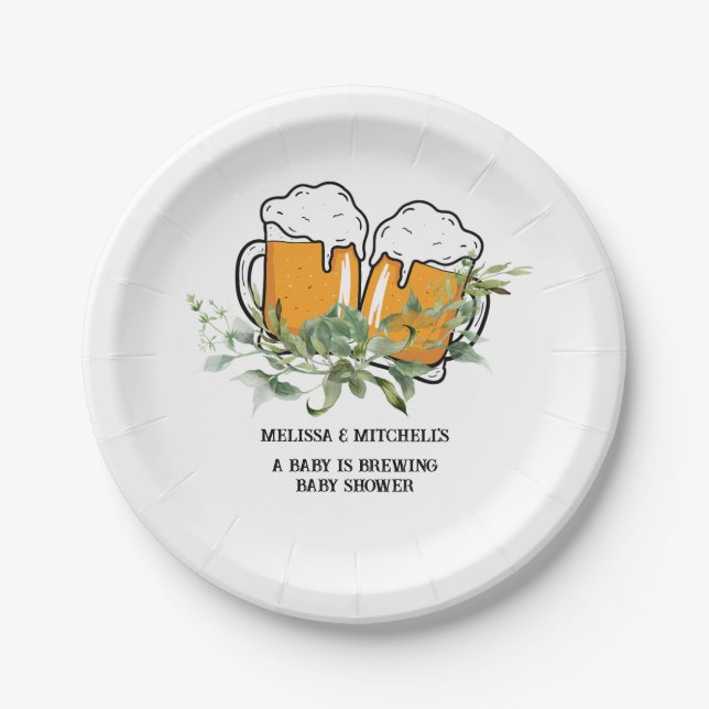 Plato De Papel Un bebé está preparando un postre para la ducha de (Anverso)