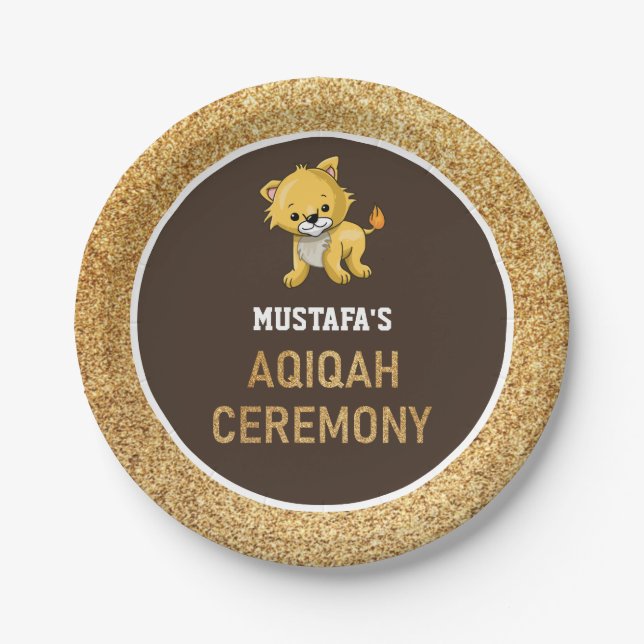 Plato De Papel Un bebé león Aqiqah (Anverso)