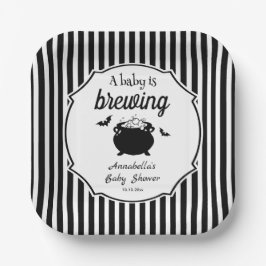 Plato De Papel Un bebé prepara Baby Shower de Halloween