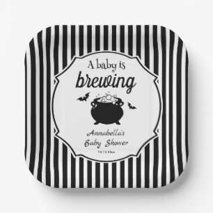 Plato De Papel Un bebé prepara Baby Shower de Halloween