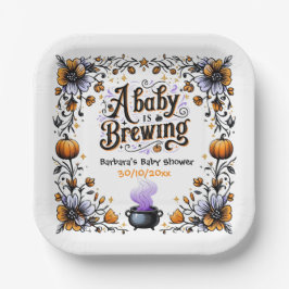Plato De Papel Un bebé prepara Baby Shower de Halloween