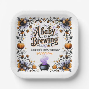 Plato De Papel Un bebé prepara Baby Shower de Halloween