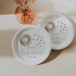 Plato De Papel Un bebé prepara café Baby Shower