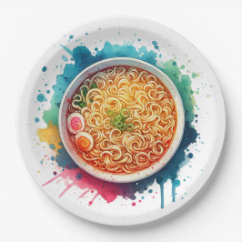 Plato De Papel Un bol de fideos de Ramen
