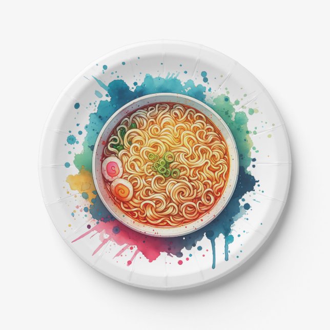 Plato De Papel Un bol de fideos de Ramen (Anverso)