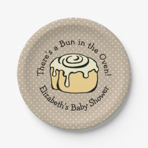 Plato De Papel Un bollo en el niño/Chica moderno de Baby Shower