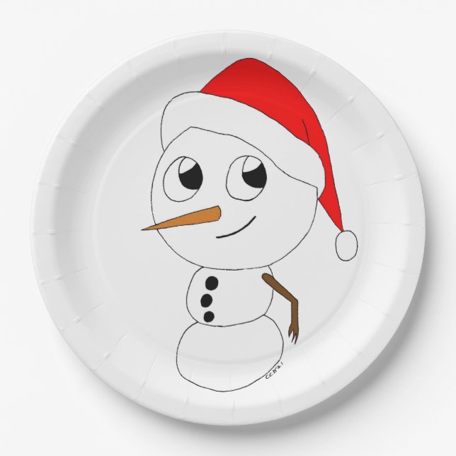 Plato De Papel un chibi snowman (Anverso)