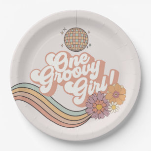 Plato De Papel Un Chica de Groovy fiesta de segundo cumpleaños
