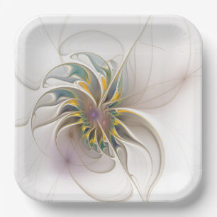 Plato De Papel Un colorido ornamento fractal. Resumen Arte de flo