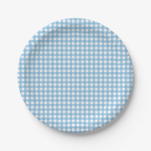 Plato De Papel Un conejo es un cumpleaños de Gingham azul