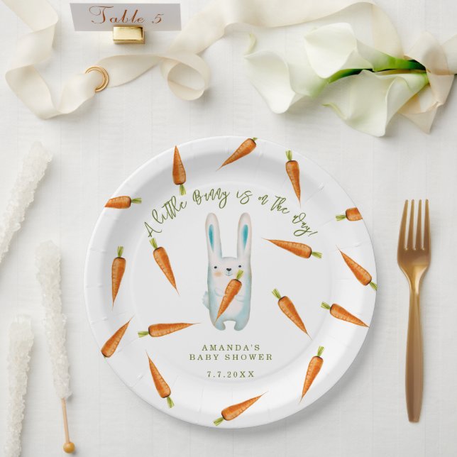 Plato De Papel ¡Un conejo está en camino! Baby Shower (Boda)