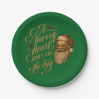 Plato De Papel Un corazón alegre va todo el día Santa