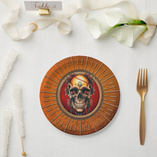 Plato De Papel Un cráneo (Boda)