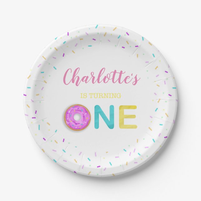 Plato De Papel Un cumpleaños de donut (Anverso)