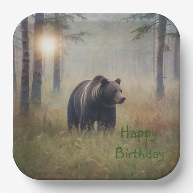 Plato De Papel Un cumpleaños feliz para los beary (Anverso)