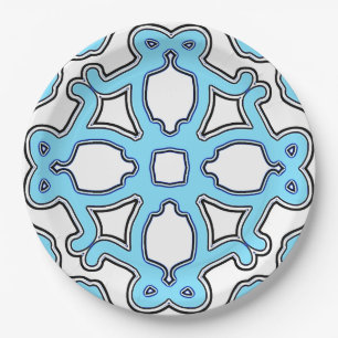 Plato De Papel Un diseño clásico elegante azul y blanco