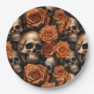 Plato De Papel Un diseño de la serie A Skull and Roses 9