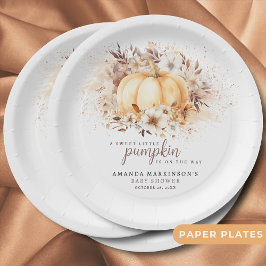 Plato De Papel Un dulce calabaza de Baby Shower neutral